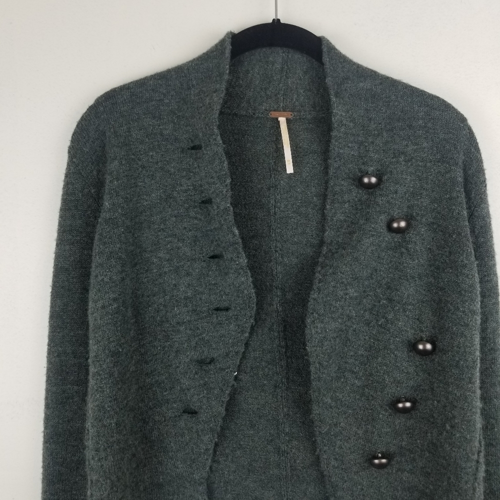 Free People Green Button Up Sweater - Picture 2 of 7